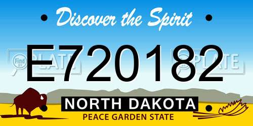 E720182 North Dakota License Plate