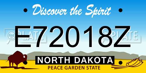 E72018Z North Dakota License Plate
