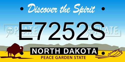 E7252S North Dakota License Plate