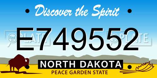 E749552 North Dakota License Plate
