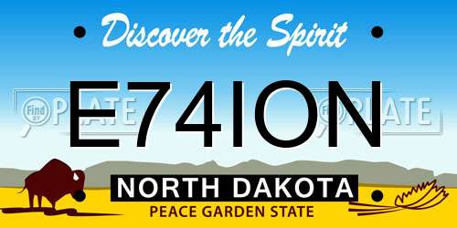 E74ION North Dakota License Plate