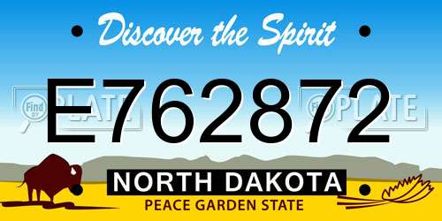 E762872 North Dakota License Plate