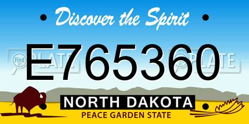 E765360 North Dakota License Plate