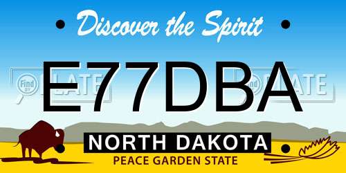 E77DBA North Dakota License Plate