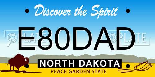 E80DAD North Dakota License Plate