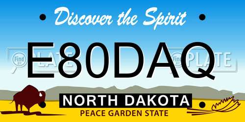 E80DAQ North Dakota License Plate