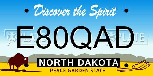 E80QAD North Dakota License Plate