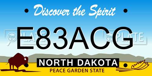 E83ACG North Dakota License Plate