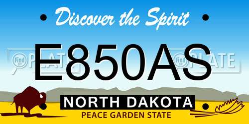 E850AS North Dakota License Plate