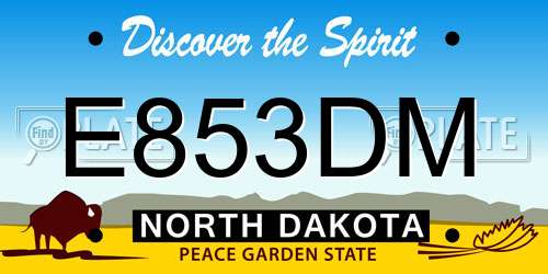 E853DM North Dakota License Plate