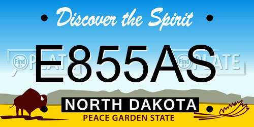 E855AS North Dakota License Plate