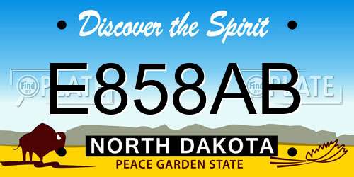 E858AB North Dakota License Plate