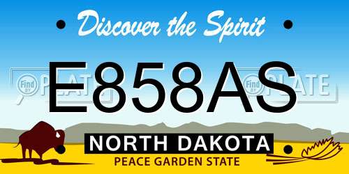 E858AS North Dakota License Plate