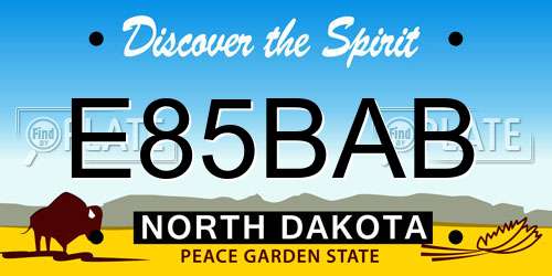 E85BAB North Dakota License Plate