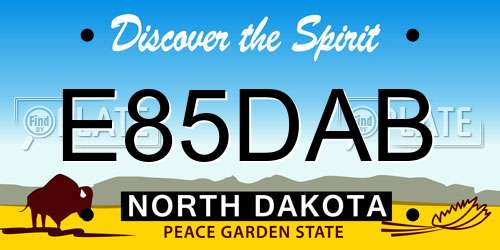 E85DAB North Dakota License Plate