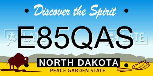 E85QAS North Dakota License Plate