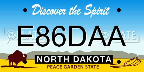 E86DAA North Dakota License Plate
