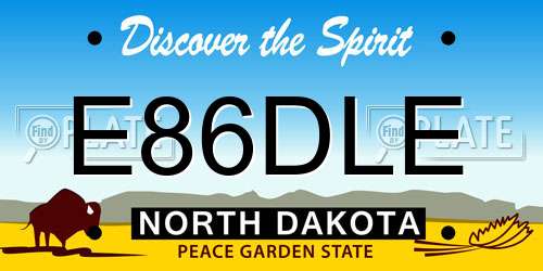 E86DLE North Dakota License Plate