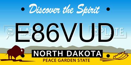 E86VUD North Dakota License Plate