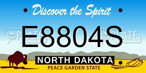 E8804S North Dakota License Plate