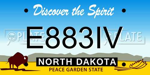 E883IV North Dakota License Plate