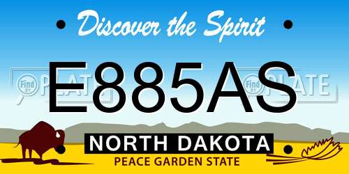 E885AS North Dakota License Plate