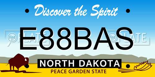 E88BAS North Dakota License Plate
