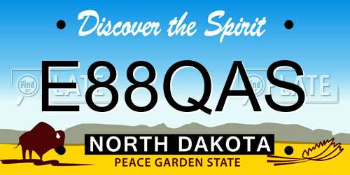 E88QAS North Dakota License Plate