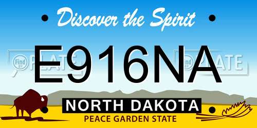 E916NA North Dakota License Plate