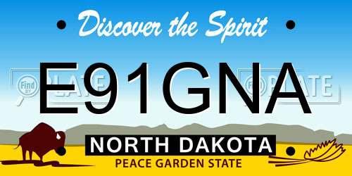 E91GNA North Dakota License Plate