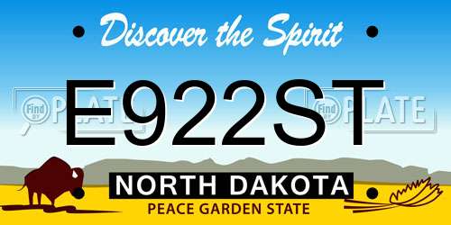 E922ST North Dakota License Plate