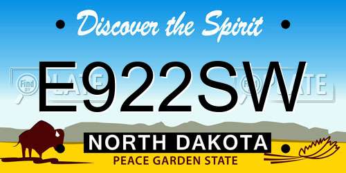 E922SW North Dakota License Plate