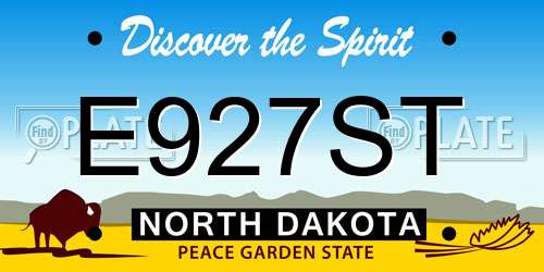 E927ST North Dakota License Plate