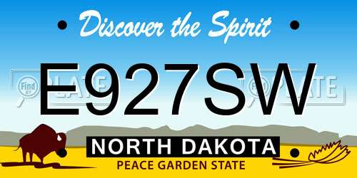 E927SW North Dakota License Plate