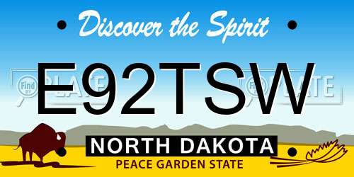 E92TSW North Dakota License Plate