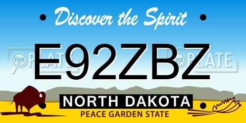 E92ZBZ North Dakota License Plate
