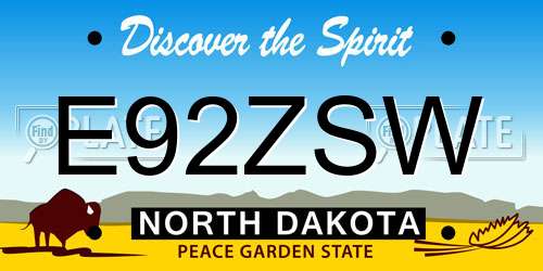 E92ZSW North Dakota License Plate