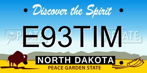E93TIM North Dakota License Plate