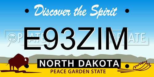 E93ZIM North Dakota License Plate