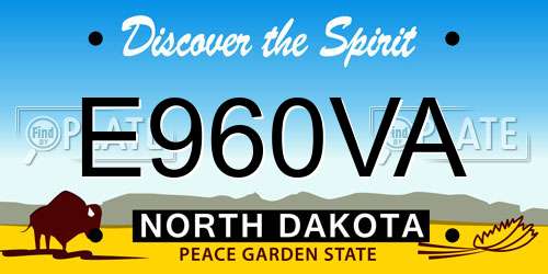 E960VA North Dakota License Plate
