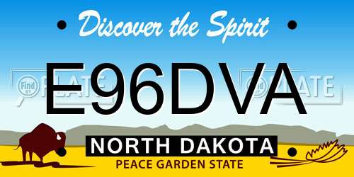 E96DVA North Dakota License Plate