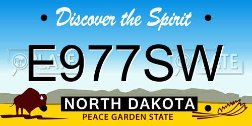 E977SW North Dakota License Plate