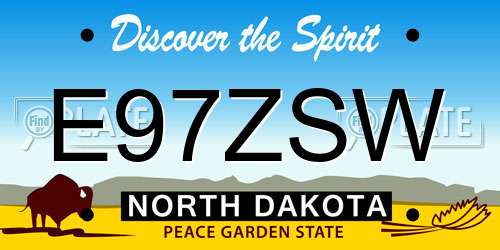 E97ZSW North Dakota License Plate
