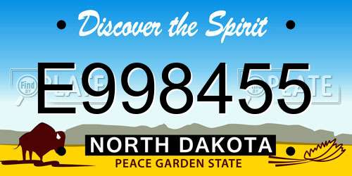 E998455 North Dakota License Plate