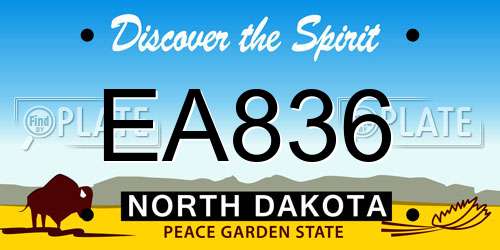 EA836 North Dakota License Plate
