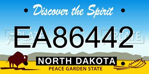 EA86442 North Dakota License Plate