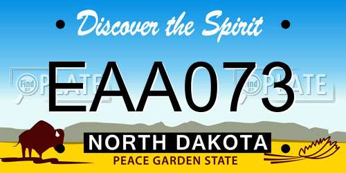 EAA073 North Dakota License Plate
