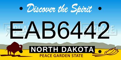 EAB6442 North Dakota License Plate