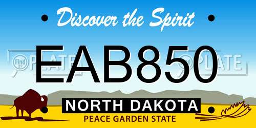 EAB850 North Dakota License Plate