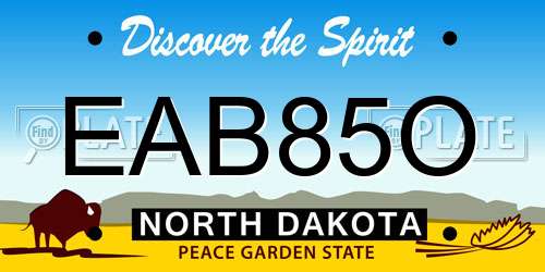 EAB85O North Dakota License Plate